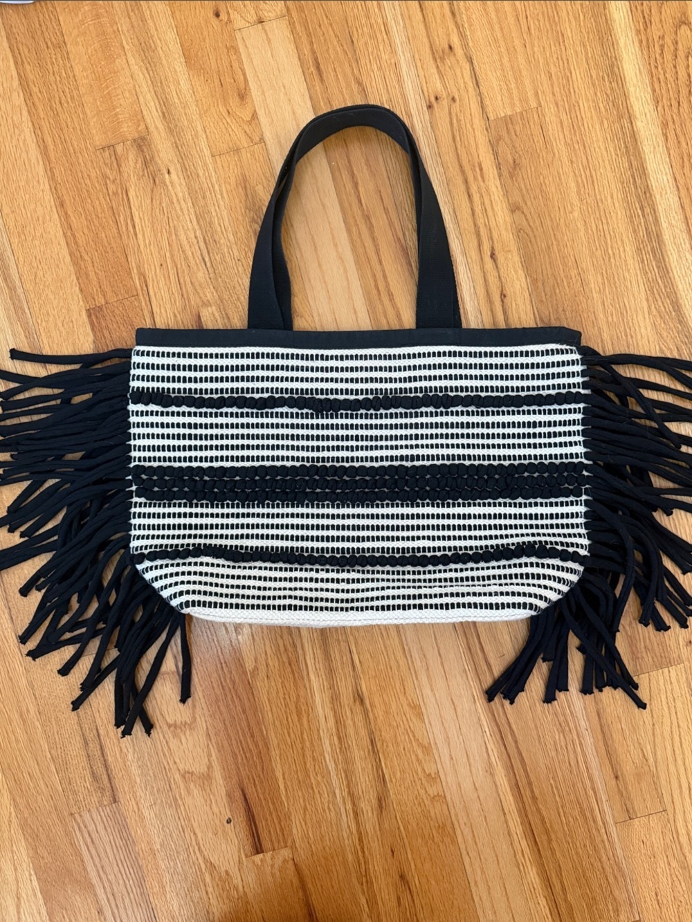Black & White Fringe Beach / Tote Bag